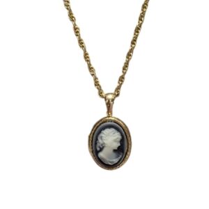 Goldtone Cameo Locket Pendant Necklace